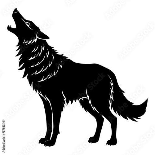 A side view of a wolf howling