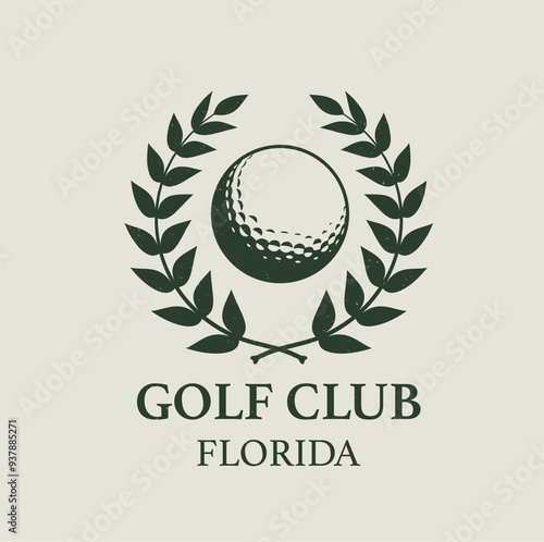 golf logo with laurel and stick