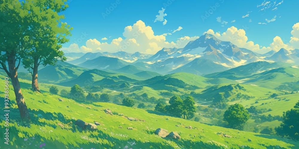 Charming Countryside Scene in Toile de Jouy Style: Abstract Black and