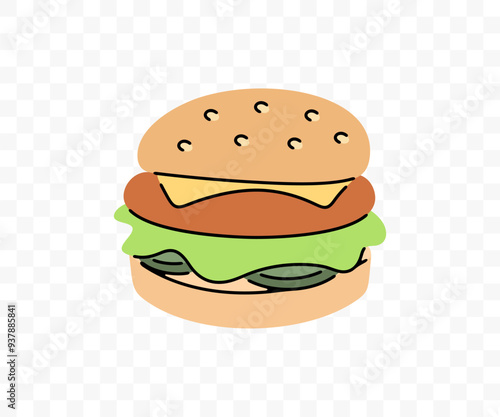 Burger, hamburger or cheeseburger, graphic design. Fast food, food and meal, vector design and illustration