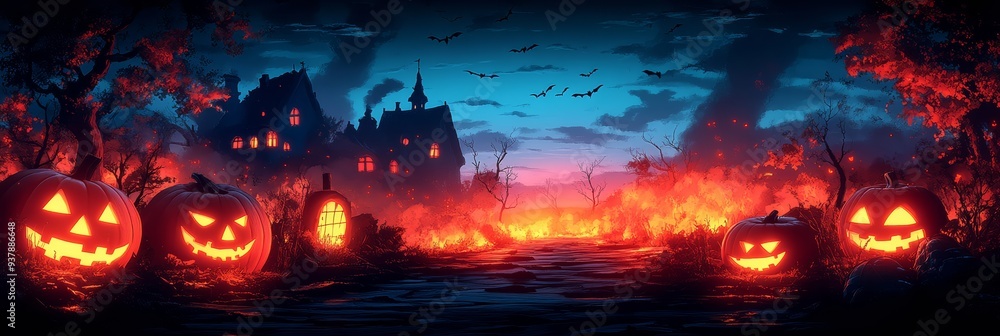 Graphic showing a series of yard signs that create a storyline or path leading up to the house, enhancing the trick-or-treating experience. Graphic showing a series of yard signs that create a storyline or path leading up to the house, enhancing the trick-or-treating experience.