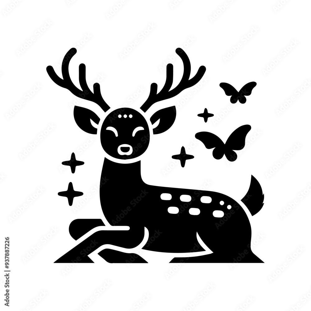 Deer vector cion with butterflies. Deer vector cion with butterflies.