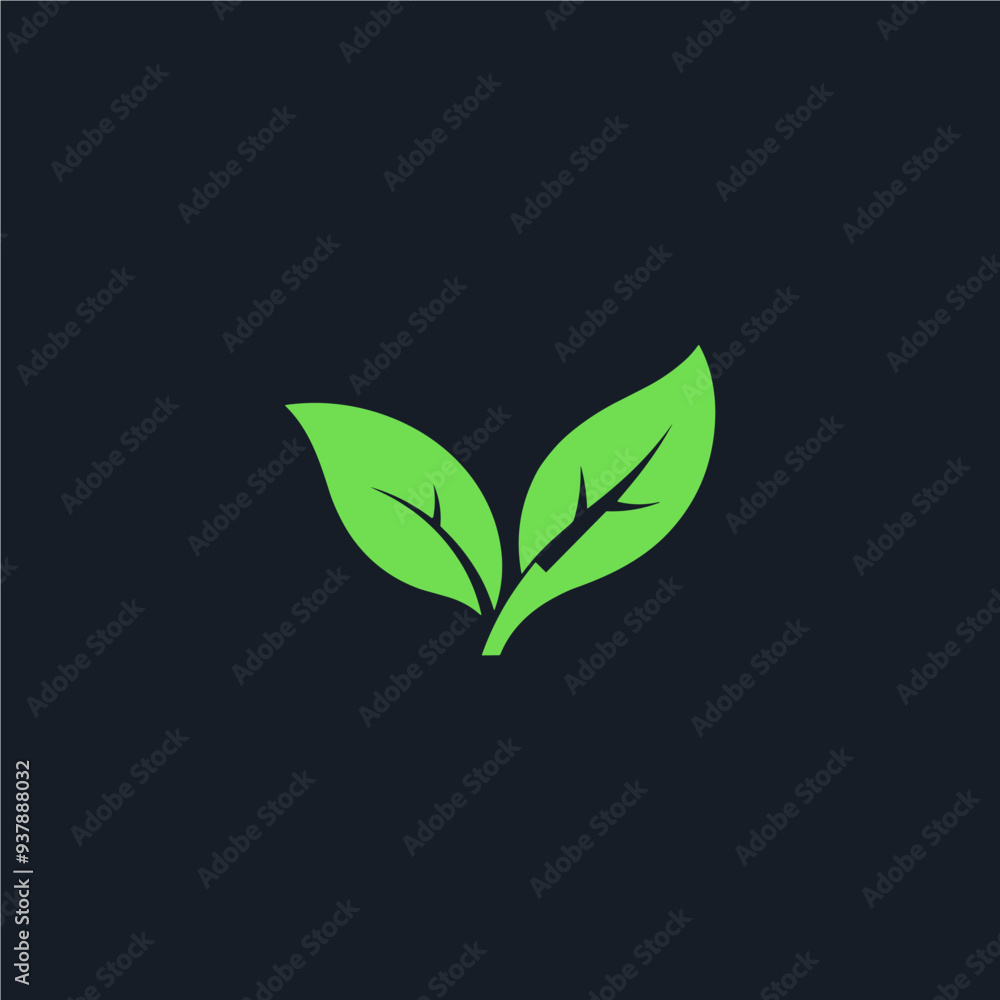 a green plant on a black background with a green leaf. a green plant on a black background with a green leaf.