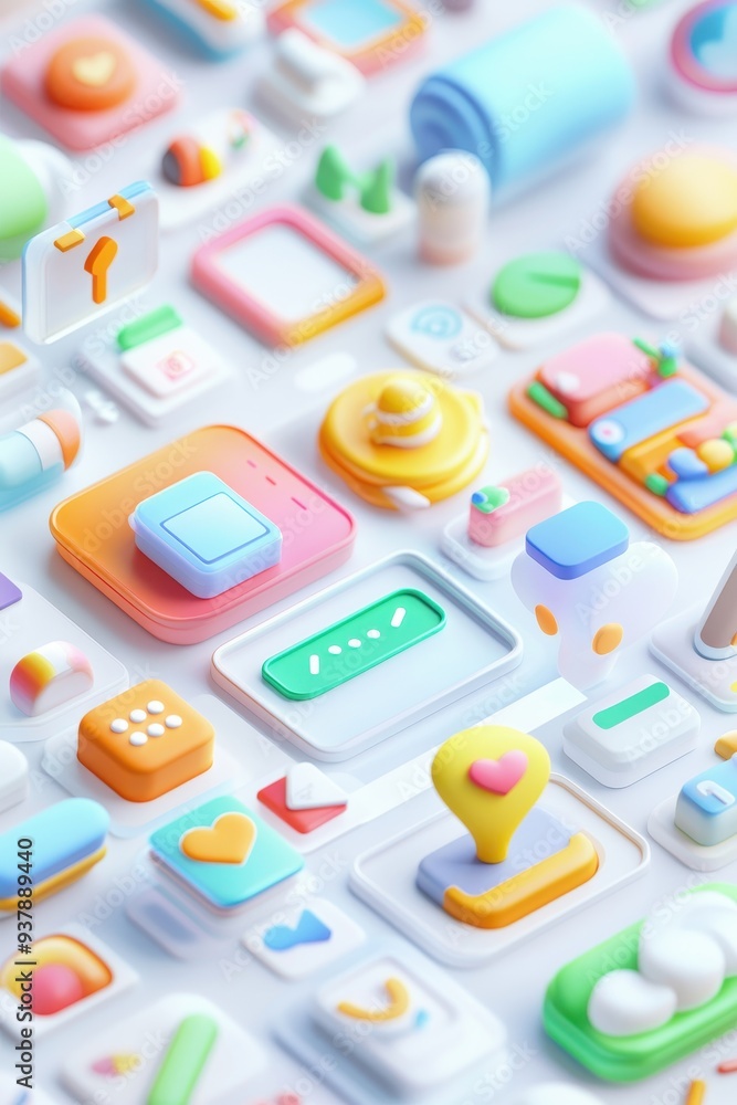 Colorful D App Icons on White Background Colorful D App Icons on White Background