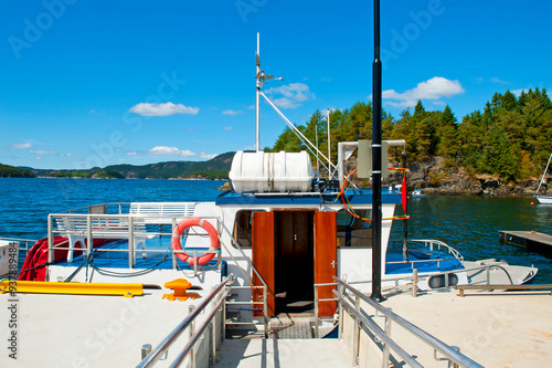 Beautiful landscape of Buena Kai (Quay) - boat's place of departure to Lysoen Island (Ole Bull's Villa), Lysekloster, Norway photo