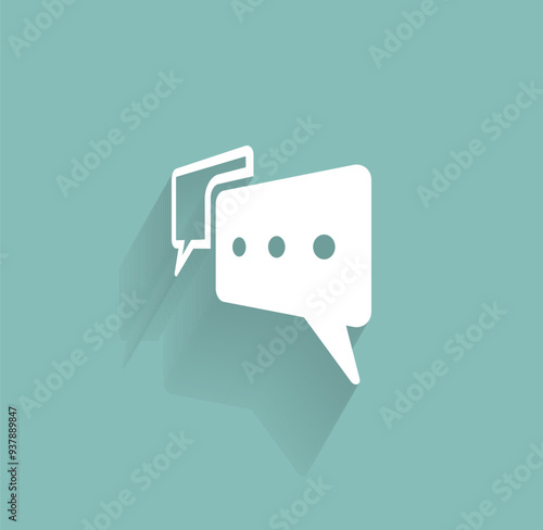 Vector icon of white color with shadow on gray-green background