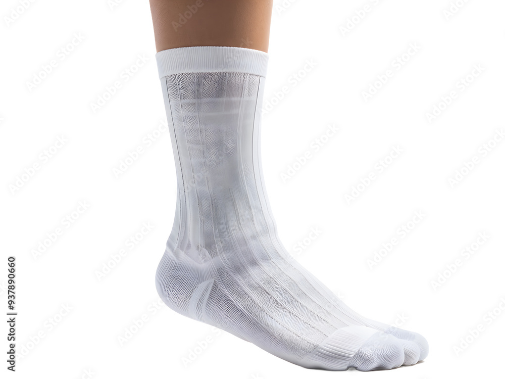 Tall white socks on an isolated transparent background
Tall white socks on an isolated transparent background
