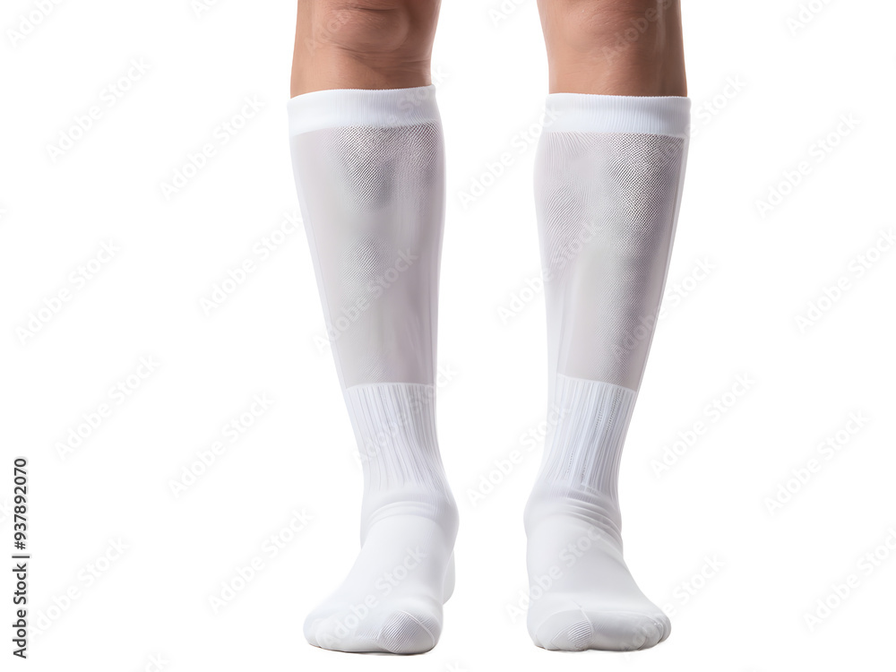 Tall white socks on an isolated transparent background
Tall white socks on an isolated transparent background