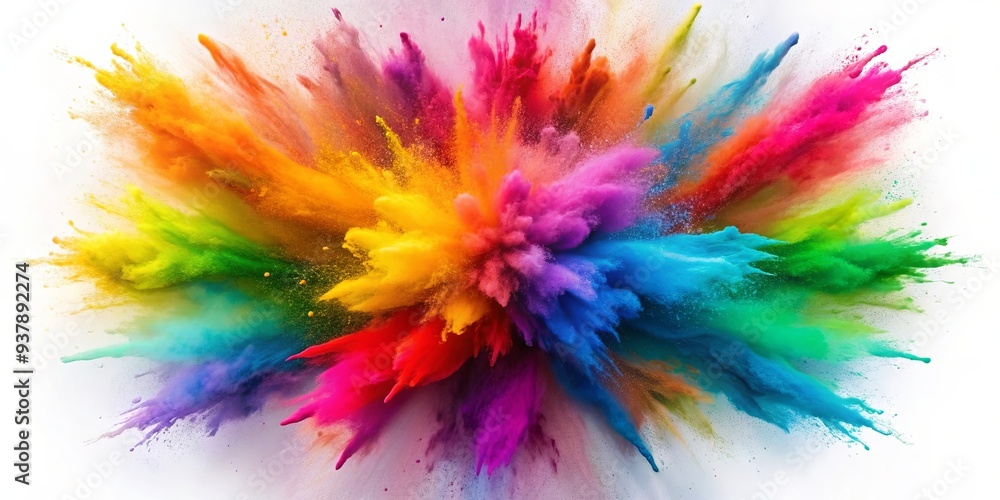 Obraz premium Vibrant color explosion on white background , colorful, explosion, vibrant, bright, abstract, design, backdrop