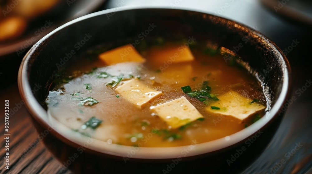 Close-up of Miso Soup with Tofu Close-up of Miso Soup with Tofu