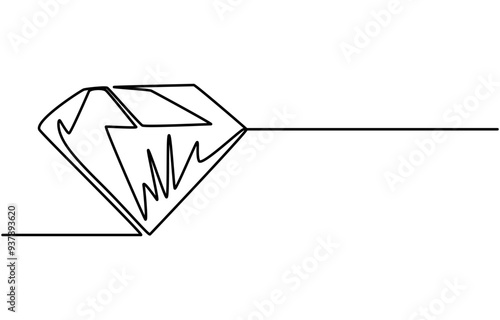 Diamond Shape Continuous Line Illustration, Continuous Line Drawing of Diamond Icon. Hand Drawn Symbol Vector Illustration, continuous line drawing of diamonds simple linear style Doodle vector