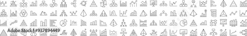 Pie Chart, Hierarchy, Pyramid Icon Set for UI, Placards, Books, Apps. Editable Stroke. Suitable for Web Sites, Books, Cards, Apps