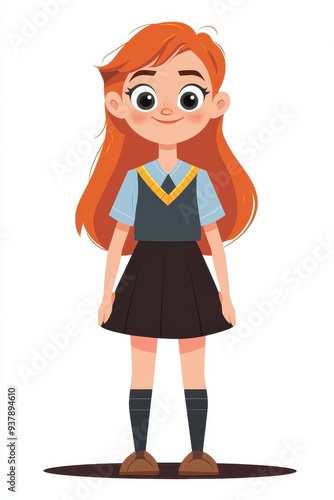 A colorful cartoon character of a teen girl with a fun design, featuring bold lines and flat cell shading on a white background.