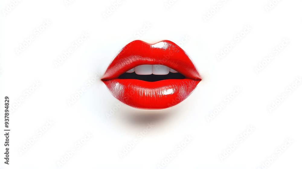 Bold and vibrant red lips pop against a sleek white background, perfect for making a striking visual statement. Bold and vibrant red lips pop against a sleek white background, perfect for making a striking visual statement.