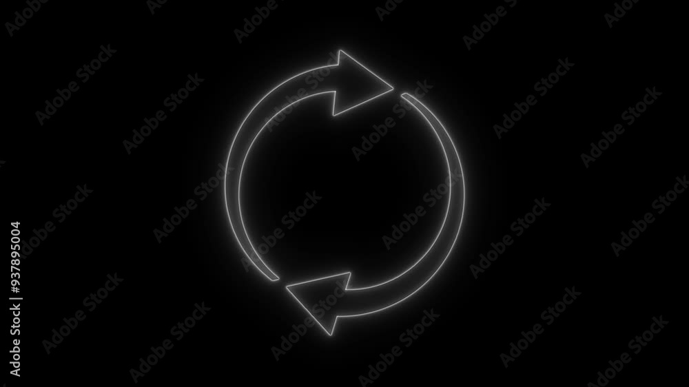 Glowing neon line Refresh icon isolated on black background. Reload symbol. reload icon animation	
