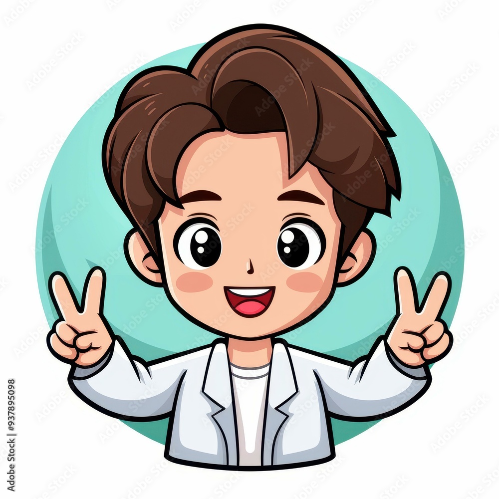 Adorable chibi boy with a huge grin, dressed in trendy Koreanstyle shirts, radiating joy and charm Adorable chibi boy with a huge grin, dressed in trendy Koreanstyle shirts, radiating joy and charm
