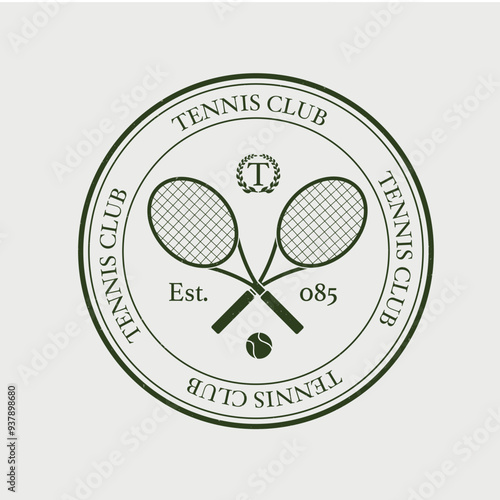 tennis logo, tennis club, two rackets and ball
