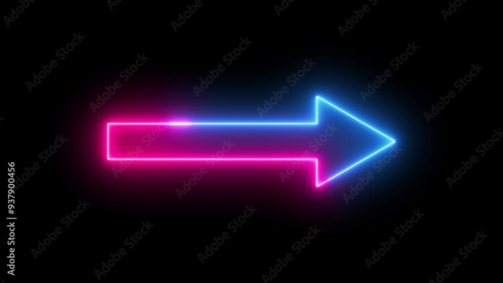 Directional neon arrow line yellow color animation. Arrow icon black background 4k video Directional neon arrow line yellow color animation. Arrow icon black background 4k video