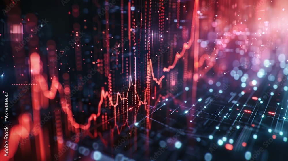 A graphic illustration of stock market trends and fluctuations A graphic illustration of stock market trends and fluctuations