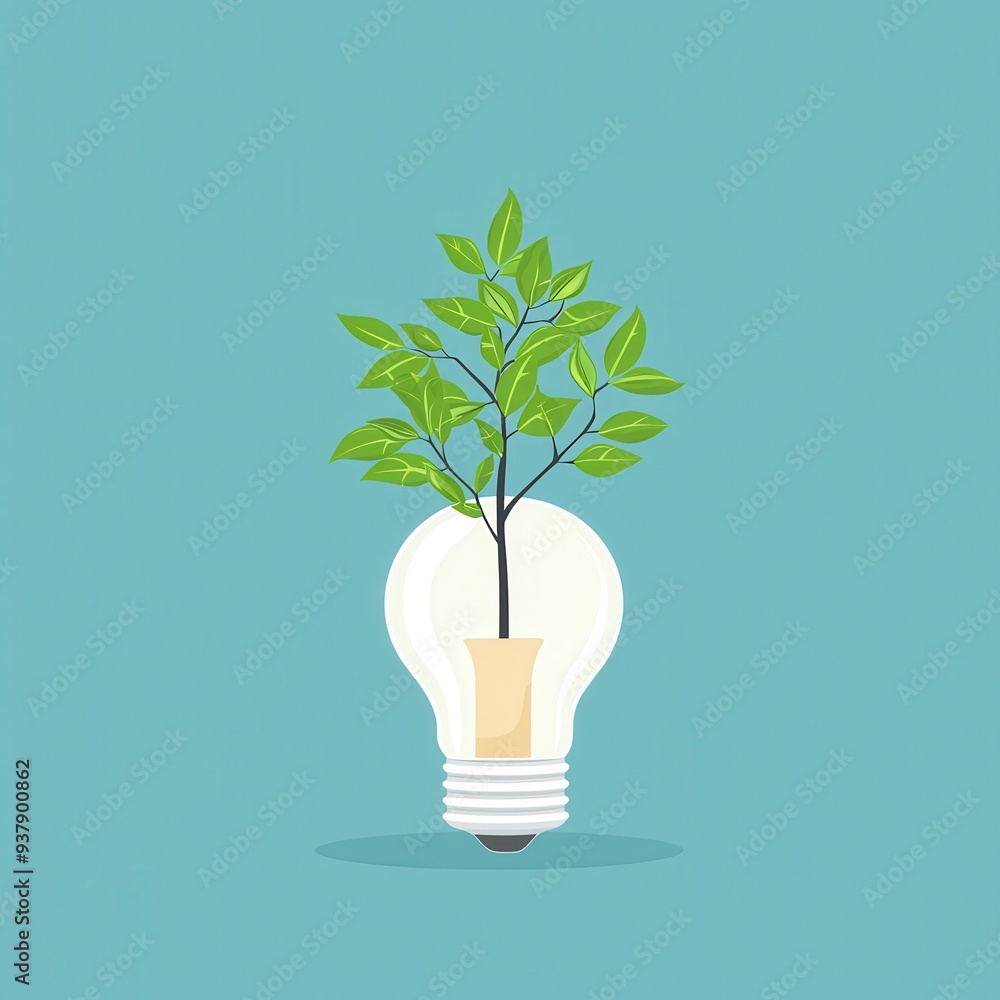 Green Plant Growing Inside Light Bulb   Concept of Sustainability and Innovation