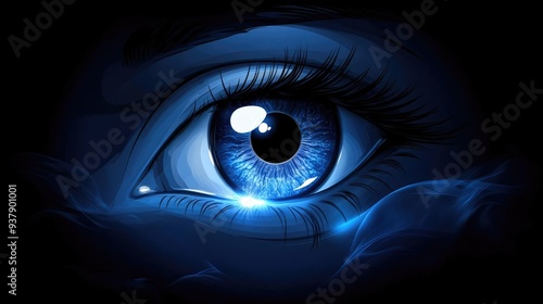 Eye Watching from the darkness, fog swirling around, soft glowing light with deep shadow, detailed eye and background