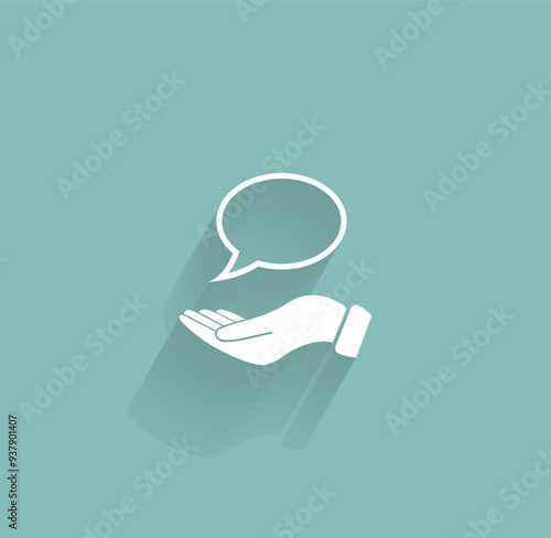 Vector icon of white color with shadow on gray-green background
