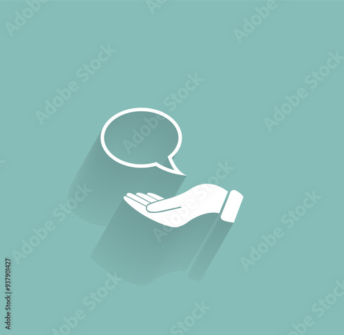 Vector icon of white color with shadow on gray-green background