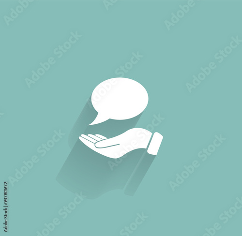 Vector icon of white color with shadow on gray-green background