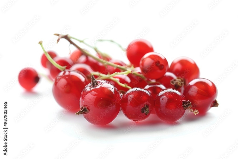 Fresh red berries arranged on a clean white surface, ideal for food photography or still life compositions Fresh red berries arranged on a clean white surface, ideal for food photography or still life compositions