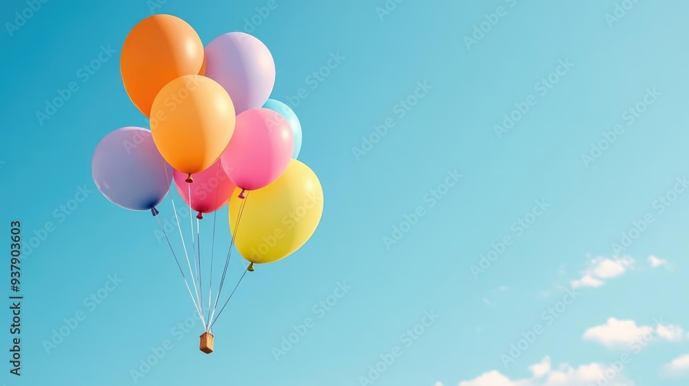 Balloon Releasing in a sunny sky, vivid colors with soft glow, detailed balloon and string textures Balloon Releasing in a sunny sky, vivid colors with soft glow, detailed balloon and string textures
