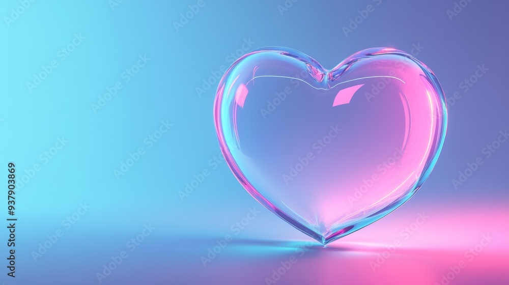 A heart made of glass sits on a blue background A heart made of glass sits on a blue background