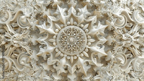 Ornate decorative relief featuring intricate floral patterns and textures.