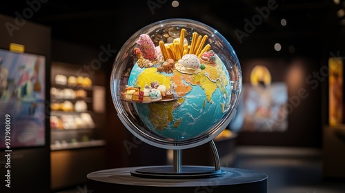 Fototapeta Naklejka Na Ścianę i Meble -  A Globe Covered in Food