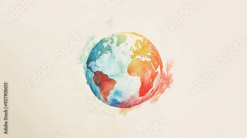 A colorful watercolor painting of the Earth