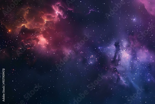 Beautiful dark space background with stars, nebulae and clouds. Abstract fantasy universe backdrop