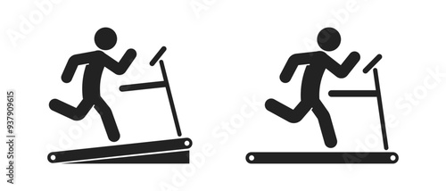 Isolated sport pictogram man running on a treadmill, gym fitness center sign