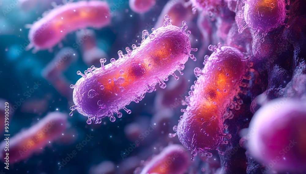 Naklejka premium Infection and Diagnosis: The Microscopic World of Blood, Microbes, and Medicine