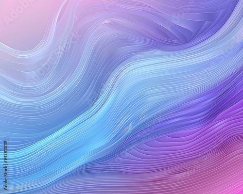 Beautiful gradient background with wavy lines, pastel blue and purple colors, Abstract wallpaper design for poster, cover, banner, flyer, greeting card, print on cloth or paper