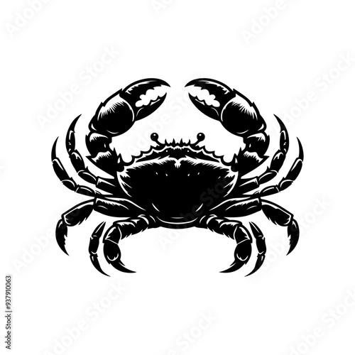 Crab silhouette, vector black color silhouette