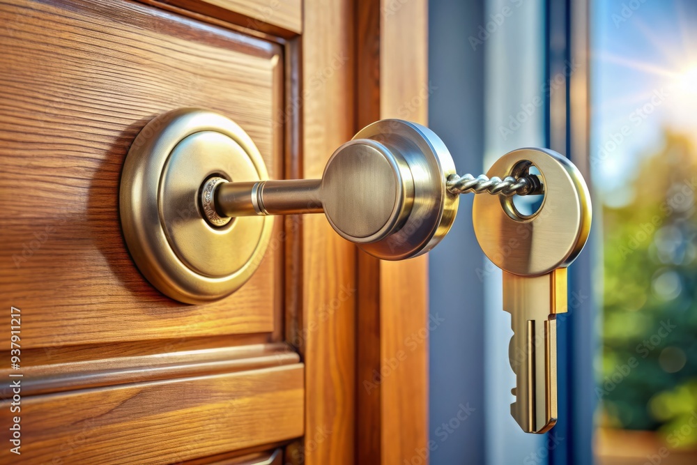 A shiny landlord key is inserted into the door lock, symbolizing access to a newly acquired or rented second-hand home for renovation or investment. A shiny landlord key is inserted into the door lock, symbolizing access to a newly acquired or rented second-hand home for renovation or investment.