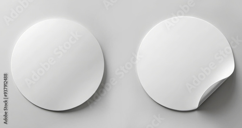 White Circle Stickers Mockup - Blank Label Design