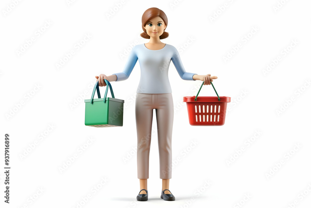 3D Shopper Trying to Decide Between Items concept as Candid shot of a shopper holding two different items trying to decide which one to buy during a Black Friday sale capturing the indecision and care 3D Shopper Trying to Decide Between Items concept as Candid shot of a shopper holding two different items trying to decide which one to buy during a Black Friday sale capturing the indecision and care