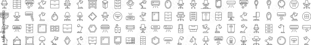 Office Furniture Outline Icon Collection. Editable Stroke. Perfect for Infographics, Articles, Books, Flyers, Banners Office Furniture Outline Icon Collection. Editable Stroke. Perfect for Infographics, Articles, Books, Flyers, Banners