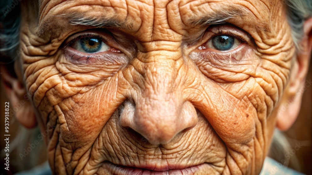 Close-up of aging skin with deep wrinkles and fine lines, showcasing the natural effects of time and sun exposure on human complexion. Close-up of aging skin with deep wrinkles and fine lines, showcasing the natural effects of time and sun exposure on human complexion.