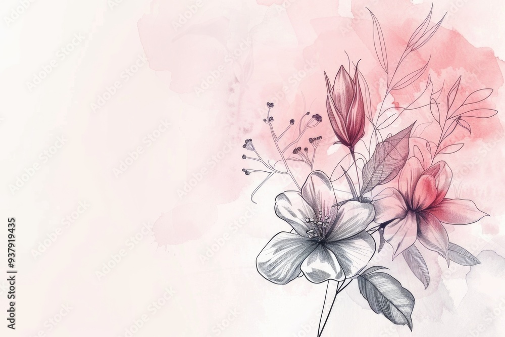 Fototapeta premium A colorful illustration of flowers on a bright pink background