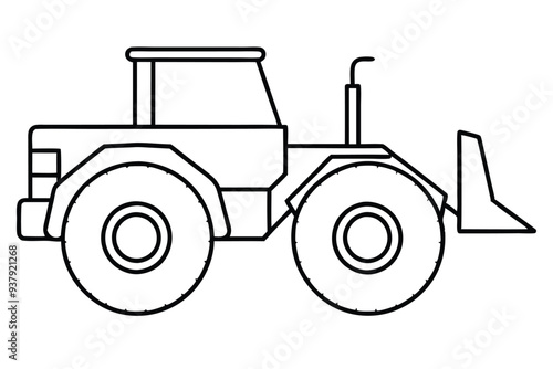 Generic wheel loader line art vector illustration