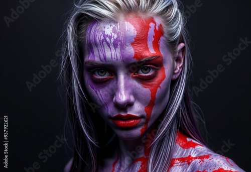 portrait of a woman with a art paint make up