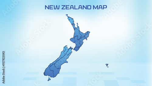 Blue detailed map of New Zealand with States administrative divisions. Political New Zealand map vector illustration.