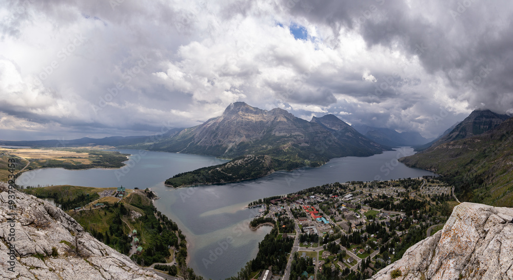 Scenic View of Waterton Lakes in Canadian Rockies, Alberta Scenic View of Waterton Lakes in Canadian Rockies, Alberta