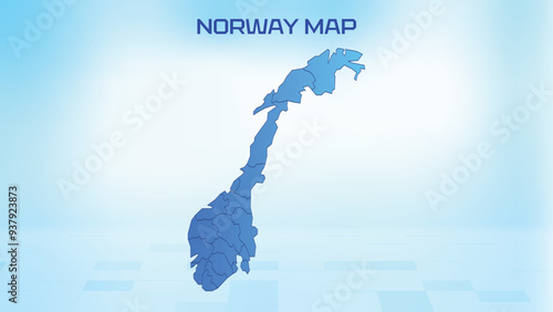 Blue detailed map of Norway with States administrative divisions. Political Norway map vector illustration.